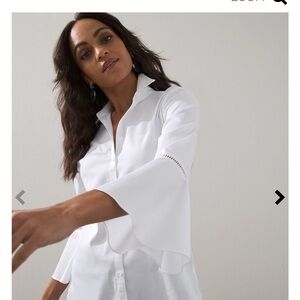 Chicos ~White Flare Sleeve Buttoned Down No Iron